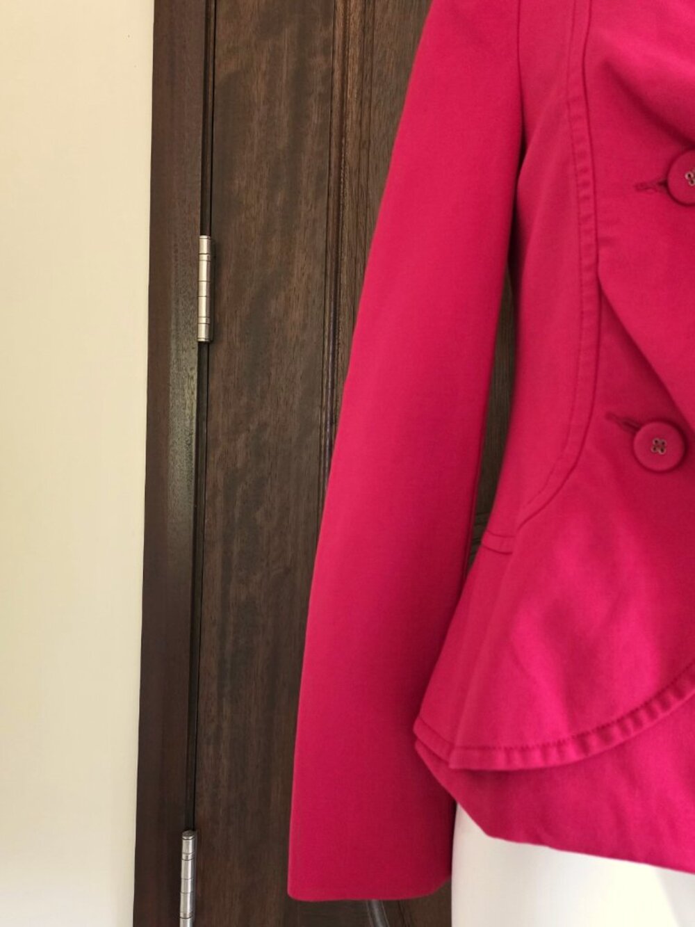 INC International Concepts Size S Red Jacket Coat Ruffled Front VG Condition - Picture 13 of 14